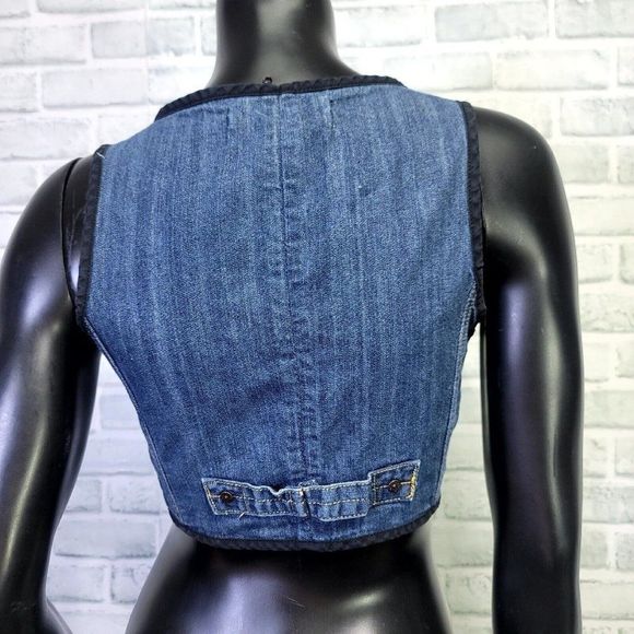 Ninomaxx Juniors M Denim Crop Top Jean Vest Button Front Sleeveless - Picture 4 of 6
